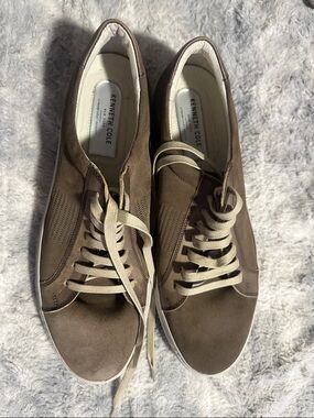 Kenneth Cole Taupe Brown Lace-Up Men's Sneakers